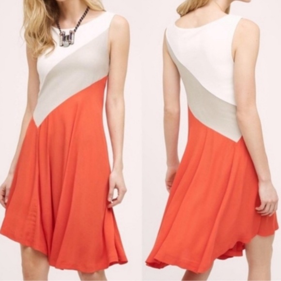 Anthropologie Maeve Cameron Dress Womens L Colorblock Ribbed‎ Knit Asymmetrical - Picture 1 of 6